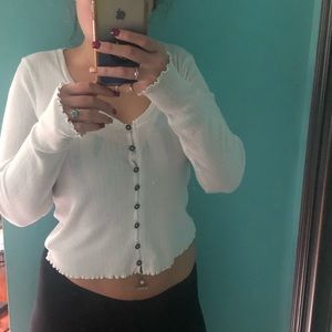AE long sleeve button down v neck top